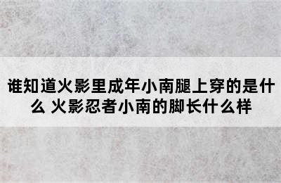 谁知道火影里成年小南腿上穿的是什么 火影忍者小南的脚长什么样